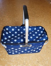 Einkaufskorb Blau Weiß Gepunktet, Faltbar