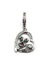 SCHNAUZER HUNDE WELPE WELPE HERZ CHARM GESCHENK  925 STERLINGSILBER GESCHENK