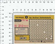 Alter Lottoschein Berliner Zahlenlotterie