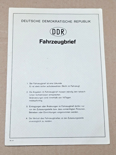 Kfz anhängerbrief ddr - kfz,