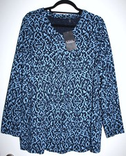 ULLA POPKEN Langarmshirt A-Linie Gr.42/44 Zierfalten Dunkelblau Blau Marine Neu