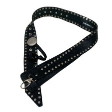 Vintage 90er schwarz Nieten Leder Silber Münze Cowboy Punk Schnalle Gürtel