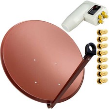 PremiumX SAT Anlage 100cm Satellitenschüssel Offset Spiegel Rot Antenne Quad LNB