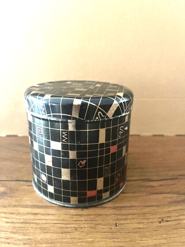 Vintage blechdose schwarz - blechdose,
