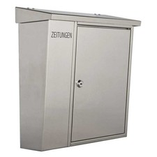 Heibi ZEITUNGEN Briefkasten mit Zeitungsfach Edelstahl geschliffen 40x14x40 cm