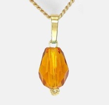 Kleine Tropfen Citrin farbig Ohrringe o. Anhänger Massiv 333 Gelb Gold / 8K (11