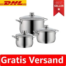 WMF Diadem Plus 3-teiliges Induktions Topfset Edelstahl mit Glasdeckel 18/10