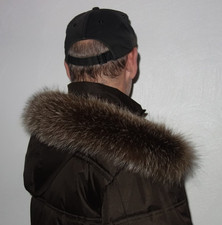 Waschbär Pelz Kapuze Kragen Fellkragen Pelzkragen Echt Fell für Parka Jacke Neu