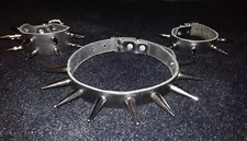 3 Tlg. Nieten Set schwarz Killer Nieten 2 Lederarmbänder & Halsband Gothic Punk