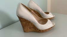 New Look Platform Keil Absatz Peep Toe Pumps, Weiss, Gr. 39