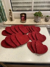 18 Herzen Rot Dekoset Sisal 9 Stück 20 x 20 cm 9 Stück 15 x 15 cm Herz - wie NEU