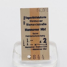 Fahrkarte Fahrschein Tagesrückfahrkarte Hannover Bismarckstraße Hannover 1969