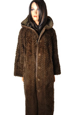 Herrlicher Wendemantel Lammfellmantel Gr. 38 40 Kapuze Pelzmantel Lammfell