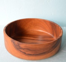 Eindrucksvolle runde 60er-Jahre Teakholzschale 30 cm Durchmesser 10 cm hoch