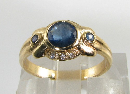 9ct gold saphir diamant - gold, art