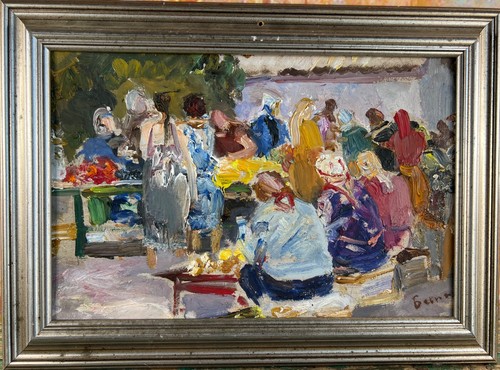 Vintage russische marktszene - vintage,