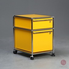 USM Haller Rollcontainer Gelb mit 2 Schubladen Büro Container mit Rollen TOP