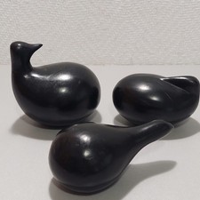 3 x Vogel Skulptur aus Holz