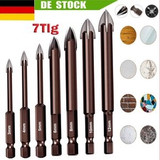 7 tlg Glasbohrer Set 3-12mm Fliesenbohrer Keramikbohrer Bohrer Porzellan Spiegel