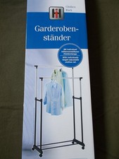 Garderobenständer, Zwei Kleiderstangen Metall, Verstellbar, Rollbar - Neu/OVP