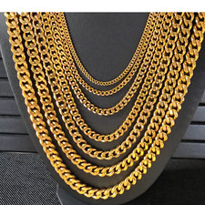Massive Edelstahl Panzerkette Halskette Gold Länge 45cm-60cm