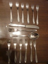 15 Teile WMF Wien Silber Besteck Mod. 4000 Kuchengabel 12 + 3er Messer  Löffel G