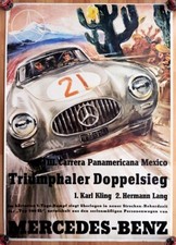 orig. Plakat Poster Carrera Panamericana 1952 Druck von1989 Mercedes-Benz 300 SL