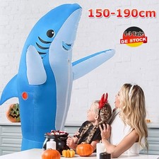 Unisex Selbstaufblasbares Kostüm Hai aufblasbar BlowUp Fasching Karneval 190CM