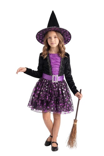 Hexenkleid lila mit hut - hexenkleid,