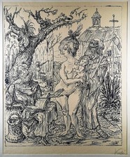 Lithographie. Signiert. Die