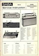 SABA Service Manual für Transeuropa I automatic   1964/65