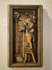 ANRI Holzrelief „Der Bücherwurm“ nach Carl Spitzweg, handgeschnitzt