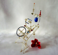 Rar altes Lauscha Spinnrad Spindelrad Glas mit Eimer Ständer beweglich / cy 293