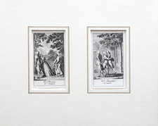 DANIEL CHODOWIECKI Freundschaft Teilnahme 2 Radierungen Passepartout 1794 E 713