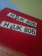 2 Kfz-Kennzeichen Nummernschilder license plates DIN H AUSLÄUFER DEUTSCHLAND Han