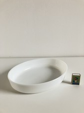 Vintage Arcopal Kasserole Auflaufform aus Glas Milchglas oval weiß Frankreich