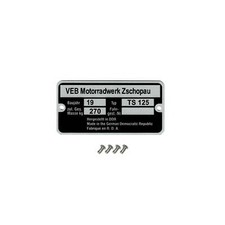 Typenschild mit 4 x Kerbnagel