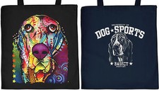 Basset Hound Motiv Baumwolltasche Stofftasche Geschenktasche Leckerli Hunde Neon