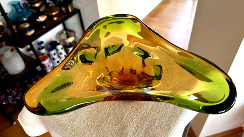 Große schwere glas schale - große,