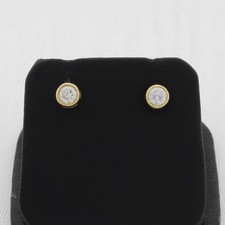 Wert 600 € Solitär Brillant Ohrringe (0,10 ct) 750 18 Karat Gelb Gold