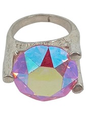 REBECA SANVER Ring Damen Gr. 12 Glamourös Mehrfarbig Kristall Metall