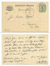 YY112 - Ganzsache - Bayern, Postkarte (P 38/08), gelaufen am 2.5.1895
