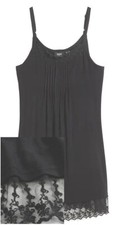 Damen Long Top schwarz Spitze
