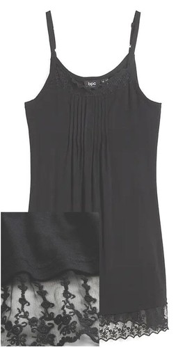 Damen long top schwarz spitze - schwarz,
