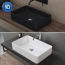 Waschbecken keramik Aufsatzwaschbecken eckig Waschtisch mit Nano-Schutz B105 NEU