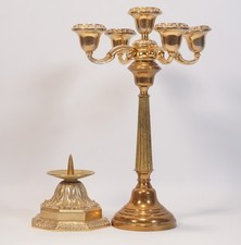 Vintage Shabby Chic Paar goldfarbene Landhaus Design Kerzenständer Kerzenhalter