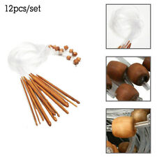 12 Stück Set Tunesische Bambus Häkelnadel Acryl Stricknadeln 3-10mm Afghanische