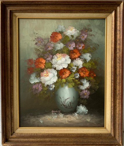 ölbild stillleben mit blumen - stillleben,