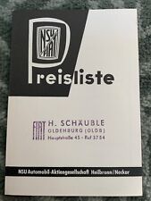 Prospekt Preisliste NSU Fiat