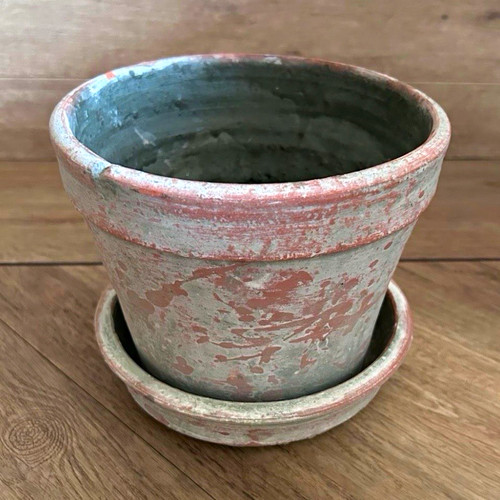 Antik shabby ton - ton, blumentopf